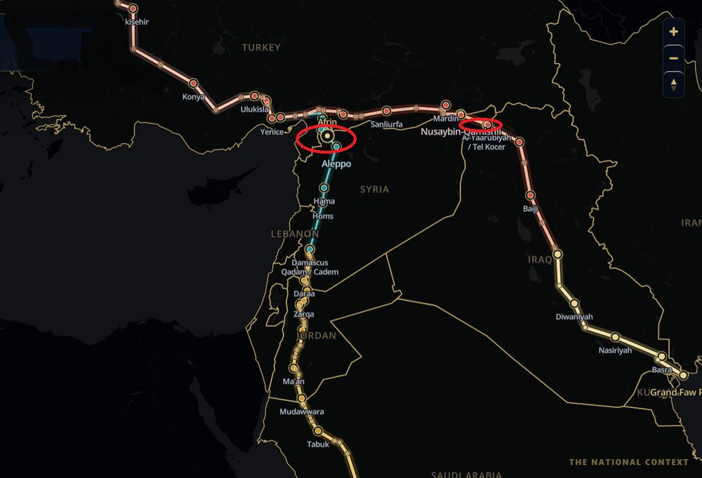 The possibility of turning Afrin and Qamishlo into rail transit centers